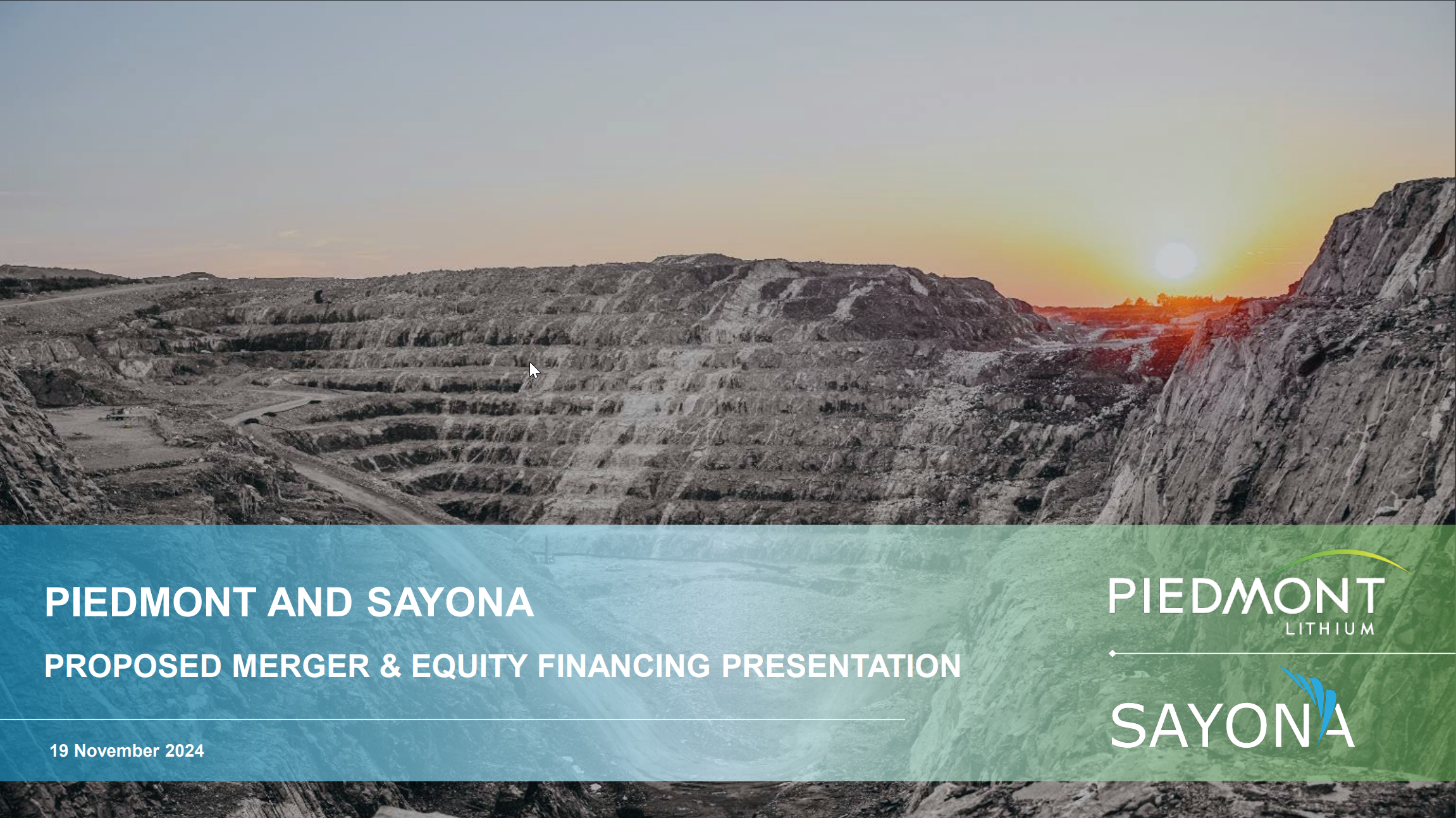 Piedmont and Sayona Proposed Merger Presentation