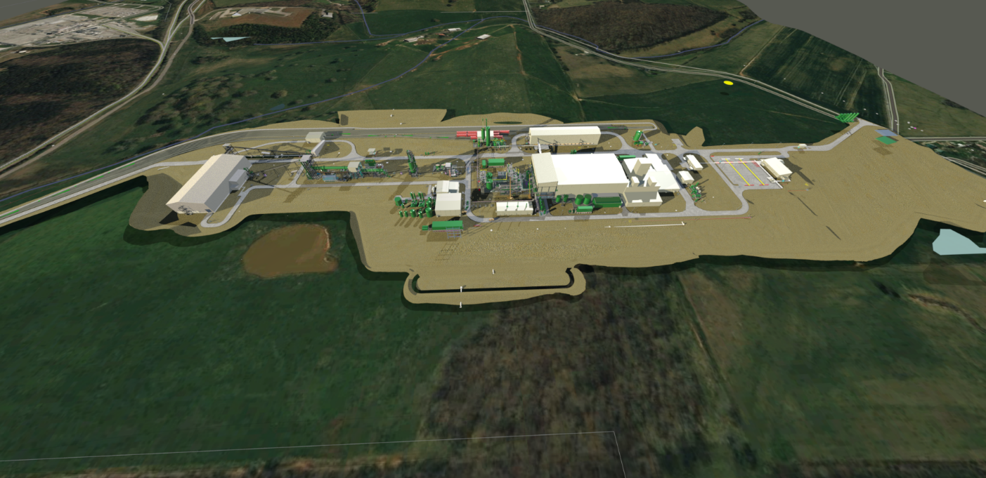 An aerial view of a factory

Description automatically generated
